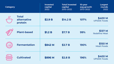 Table: Invested capital food categories