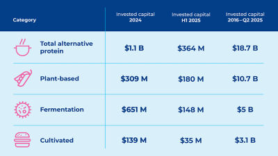 Table: Invested capital food categories