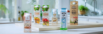 Tetra Rex carton package with plant-based, juice and dairy products