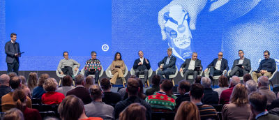 A leader talking at a conference