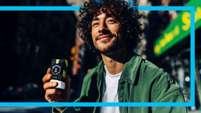 Man drinking coffee on the go