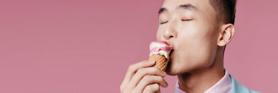 Man eating ice cream