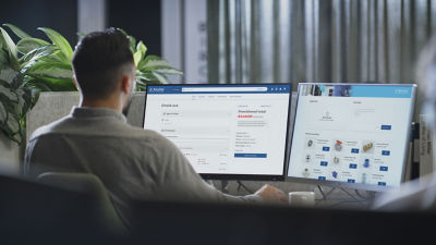 Reviewing spare parts catalogue on computer