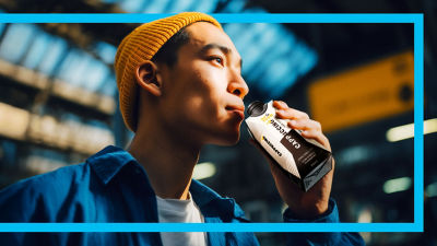 Young man drinking coffee on-the-go