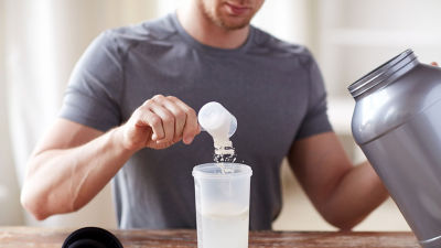 Man preparing a sports drink