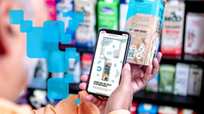 Digitalização de código QR na embalagem cartonada