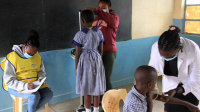 Medical exam, school children in Kenya