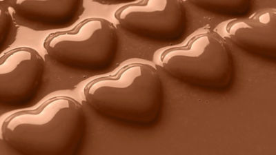 Chocolate hearts, ice cream snack
