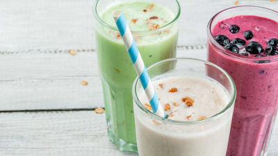 Flavored milk in a glass