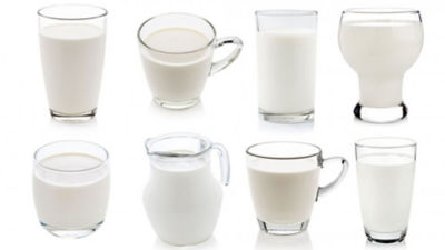 Milk in differently shaped glasses