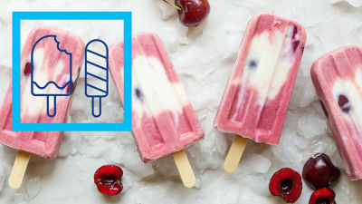 Ice cream sticke with cherries
