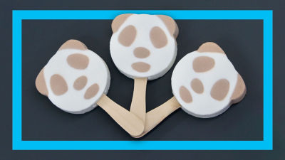 Ice cream sticks, extruded ice cream funny faces