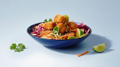 a bowl with food made from biomass fermentation