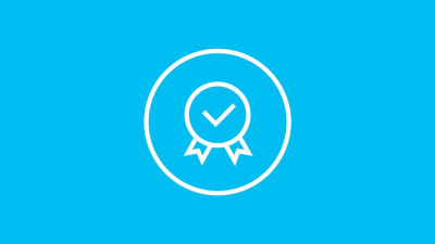 top quality icon on blue bakground