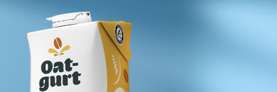 Carton with plan-based yoghurt - top