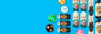 green tea and coffee drinks in glasses