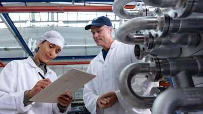 Tetra Pak engineers and heat exchanger