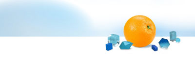 Prismas de hielo naranja y azul