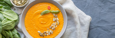 Pumpkin soup in bowl