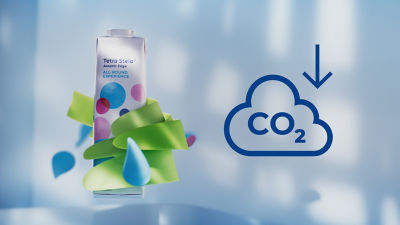 Tetra Stelo Aseptic carton package and CO2 icon