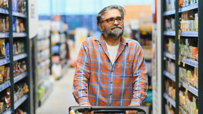 a person walking in supermarket