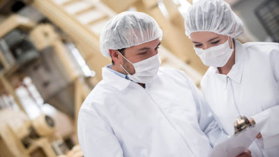 People working in the food industry, food safety