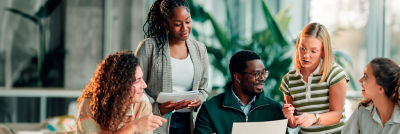 People discussing in a meeting