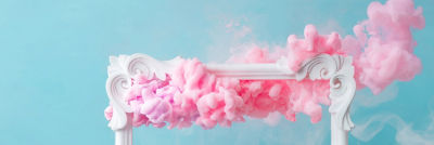 White frame pink smoke
