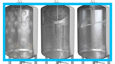 Tank cleaning, cross-sectional view