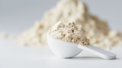 A scoop of whey powder