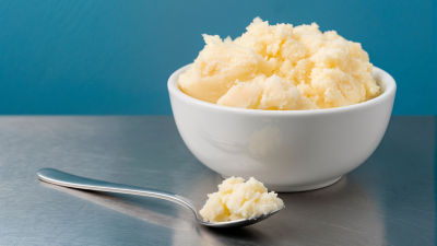 Anhydrous milk fat processing showing refined dairy fat product