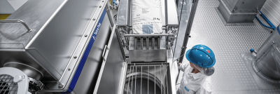 Top view of industrial mixer equipment
