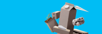 recycled carton on blue background