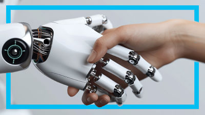 Händeschütteln mit einem Roboter