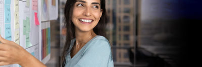 a woman is laughing