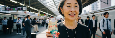 a woman holding a package and smiling