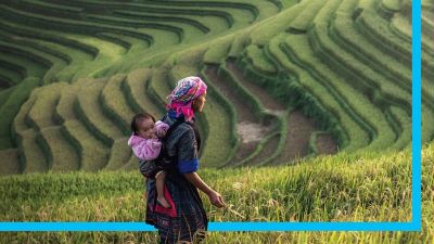 a woman carry her baby