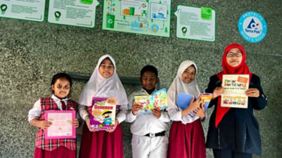 Tetra Pak Indonesia meresmikan Rumah Baca di SDN Cempaka Baru 11 Pagi yang telah dibangun menggunakan material PolyAl (Polymer Aluminum), bahan berasal dari daur ulang Kemasan karton bekas minuman dari Tetra Pak.​​