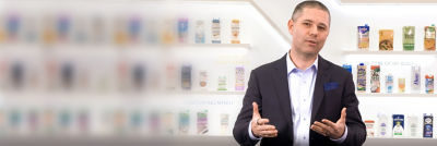 Sasha Ilyukhin, Senior Vice President at Tetra Pak, in product room