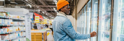 Man shopping chilled dairy products