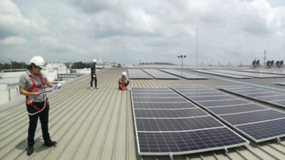 Solar panels on roof