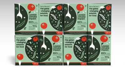 Stacked Tetra Recart carton packages