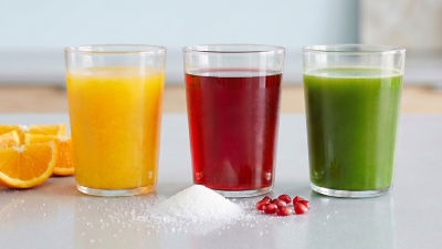 three glass of juice 