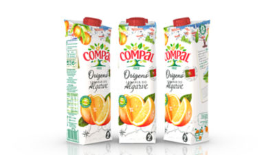 Compal orange juice in Tetra Stelo™ Aseptic 1000 Edge carton packages 