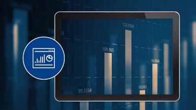 Tablet with charts on screen