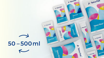Tetra Fino Aseptic torba paketler, 50 ml'den 1.000 ml'ye hacim dönüşümü