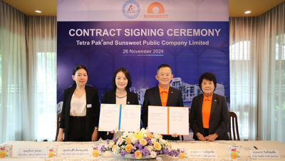 เต็ดตรา แพ้ค จับมือ ซันสวีท ประกาศลงนามความร่วมมือครั้งสำคัญ ใช้กล่องบรรจุภัณฑ์ 'เต็ดตรา รีคาร์ท' เสริมแกร่งนวัตกรรมอาหาร