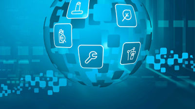 Tetra Pak automation symbol with blue background