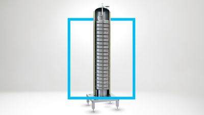 Intercambiador de calor en espiral Tetra Pak, corte transversal