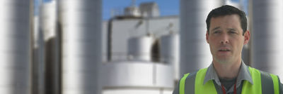 Dairgold representative outside Dairygold plant